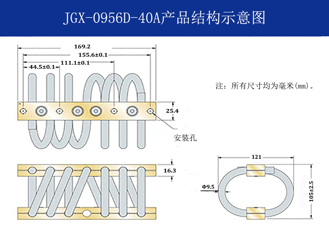 JGX-0956D-40A多應(yīng)用鋼絲繩減震器結(jié)構(gòu)